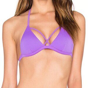 L'Agent by Agent Provacateur Avril Violet Triangle Bikini Top Halter Ties Small